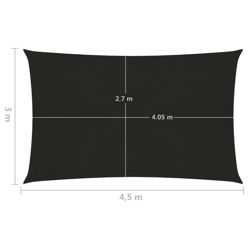 Solseil 160 g/m² svart 3x4,5 m HDPE