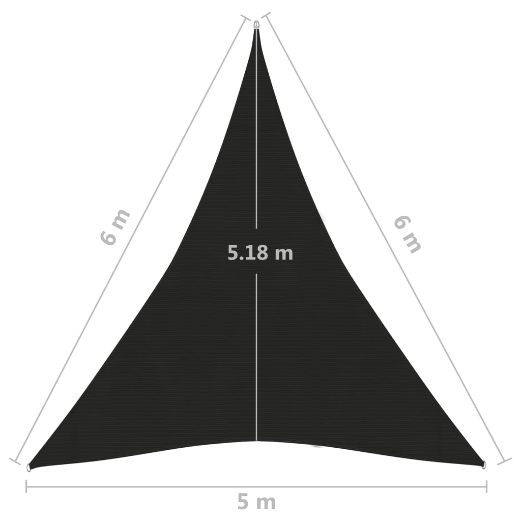 Solseil 160 g/m² svart 5x6x6 m HDPE