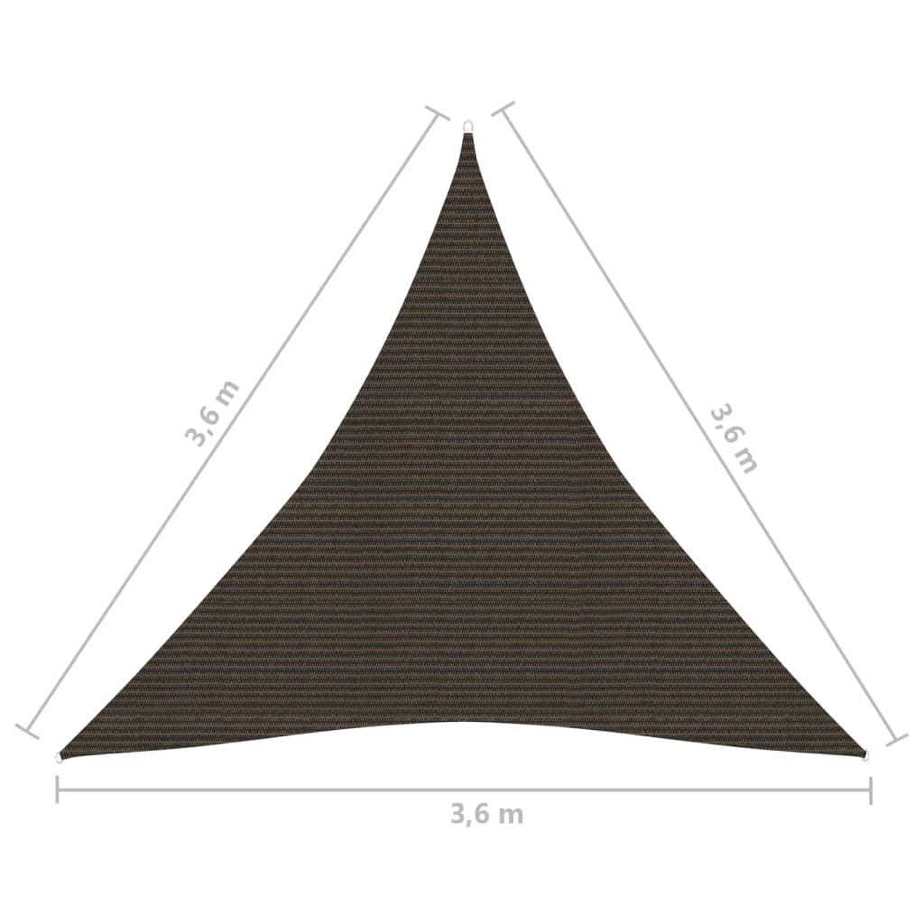 Solseil 160 g/m² brun 3,6x3,6x3,6 m HDPE