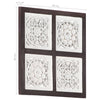 Håndskåret veggpanel MDF 40x40x1,5 cm brun og hvit