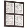 Håndskåret veggpanel MDF 40x40x1,5 cm brun og hvit