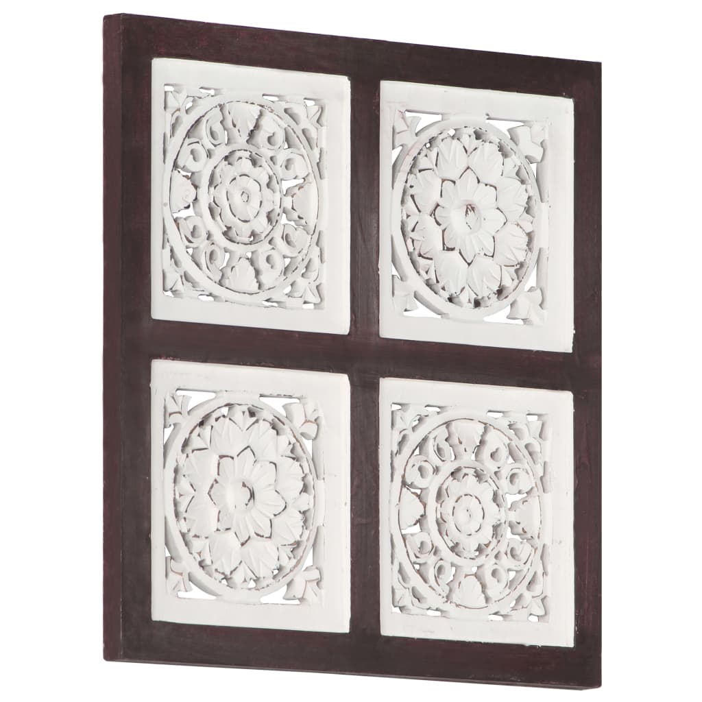Håndskåret veggpanel MDF 40x40x1,5 cm brun og hvit