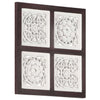 Håndskåret veggpanel MDF 40x40x1,5 cm brun og hvit