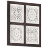 Håndskåret veggpanel MDF 40x40x1,5 cm brun og hvit