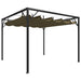 Paviljong for vegg med uttrekkbart tak 3x3 m gråbrun 180 g/m²