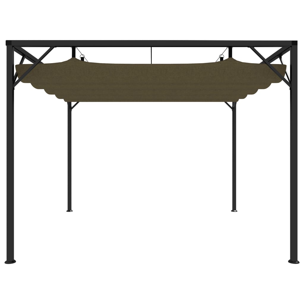 Paviljong for vegg med uttrekkbart tak 3x3 m gråbrun 180 g/m²