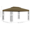 Paviljong med dobbelt tak 3x4 m gråbrun 180 g/m²