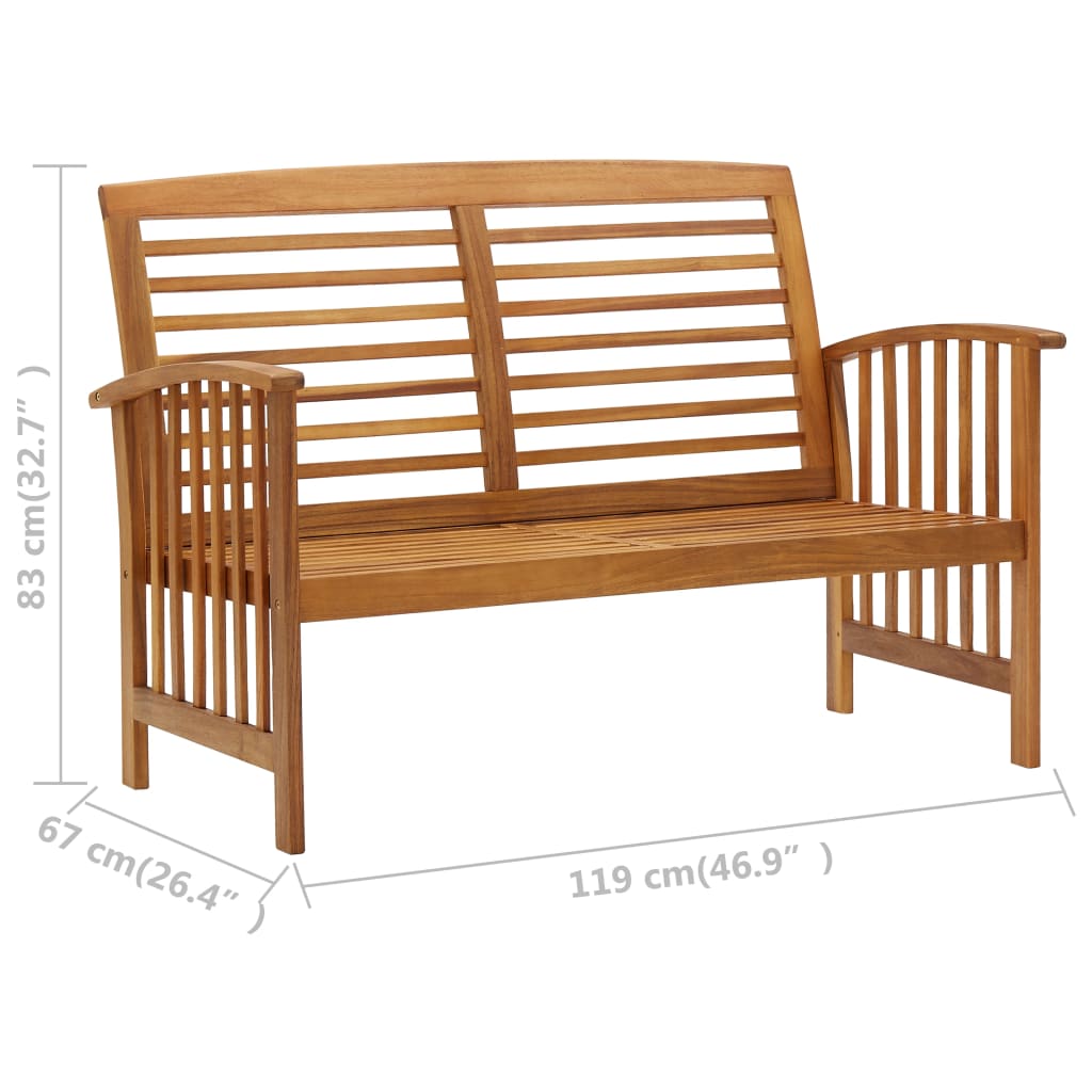 Hagebenk 119 cm heltre akasie