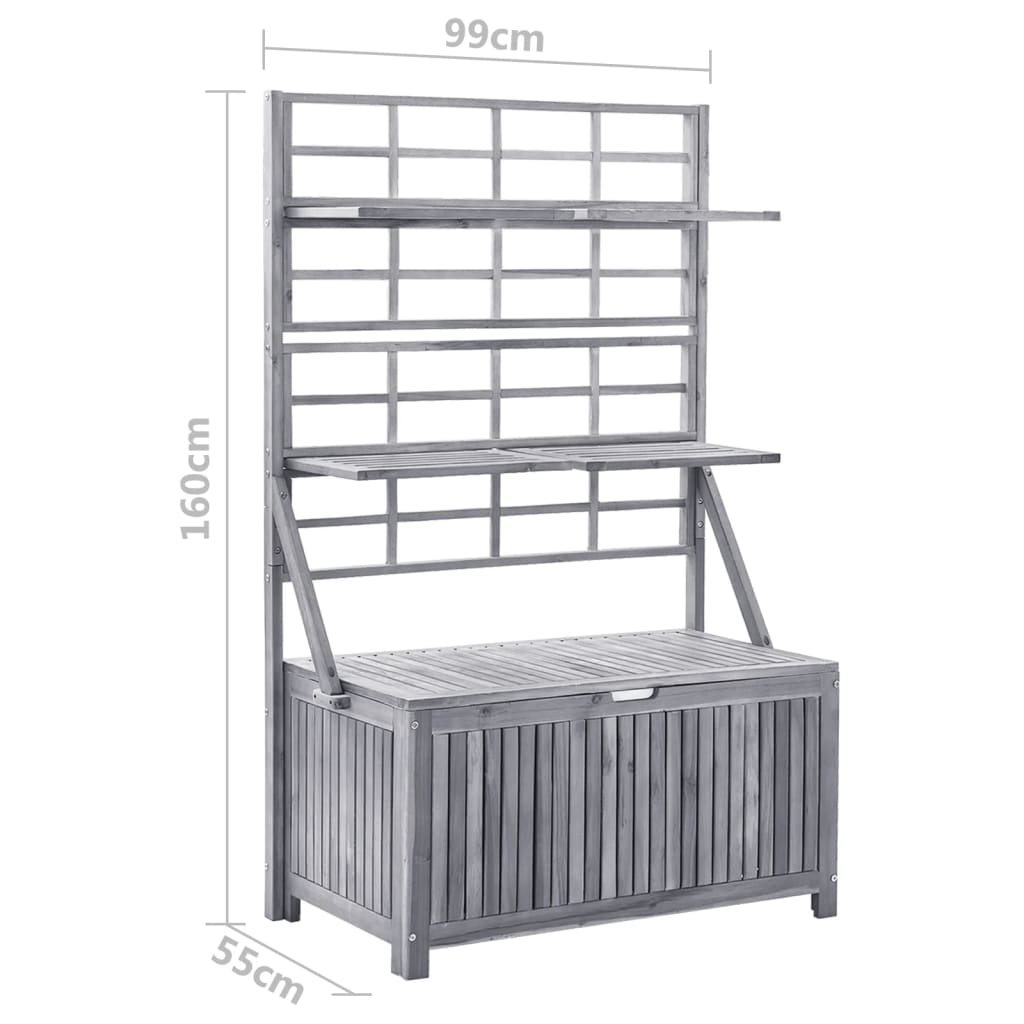 Oppbevaringsboks med espalier grå 99x55x160 cm heltre akasie