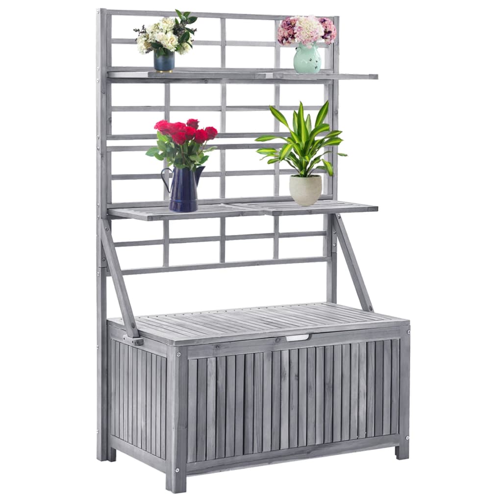 Oppbevaringsboks med espalier grå 99x55x160 cm heltre akasie