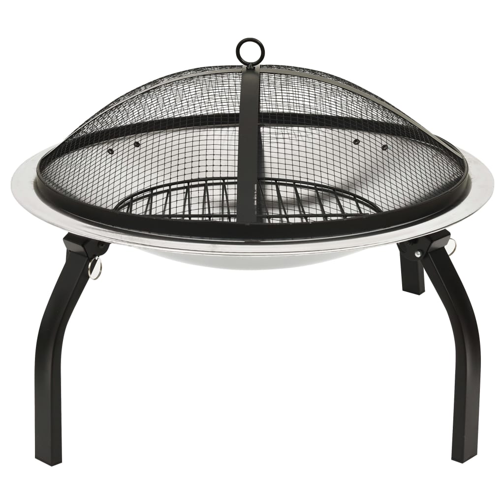 2-i-1 Bålfat og grill med ildrake 56x56x49 cm rustfritt stål