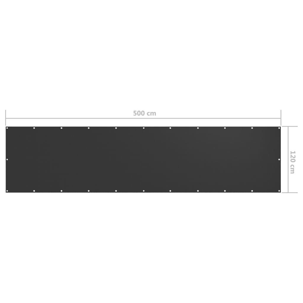 Balkongskjerm antrasitt 120x500 cm oxfordstoff