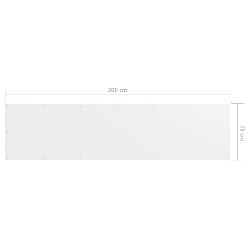 Balkongskjerm hvit 75x300 cm oxfordstoff