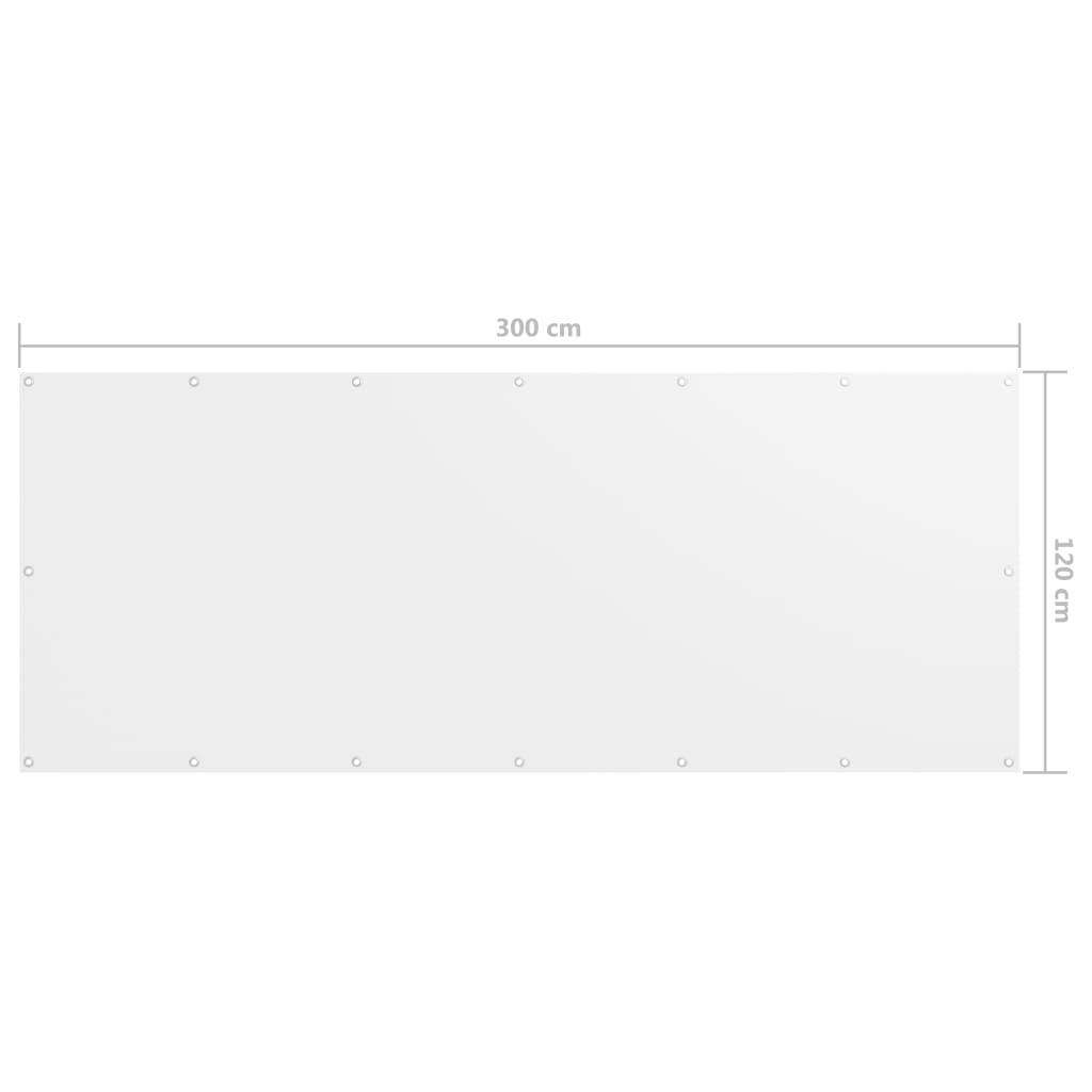 Balkongskjerm hvit 120x300 cm oxfordstoff