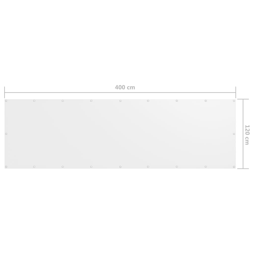 Balkongskjerm hvit 120x400 cm oxfordstoff