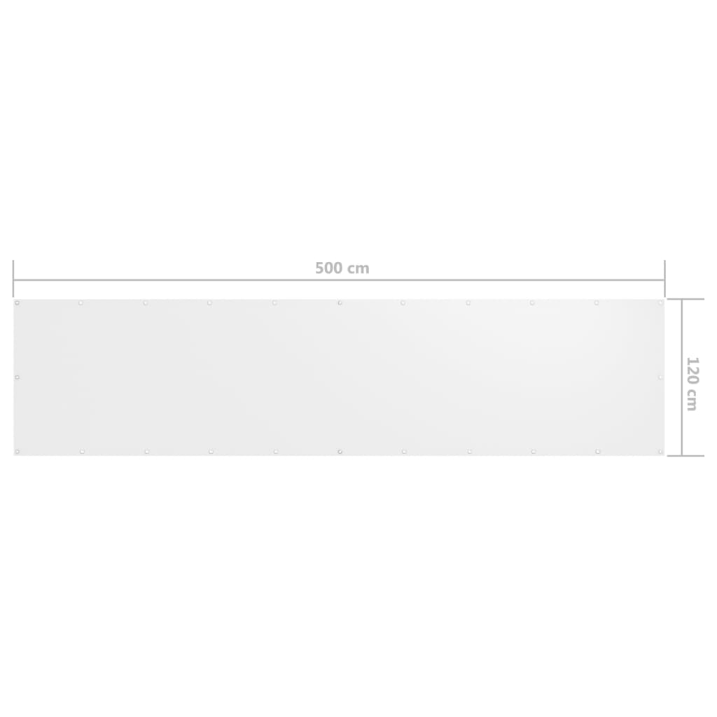 Balkongskjerm hvit 120x500 cm oxfordstoff