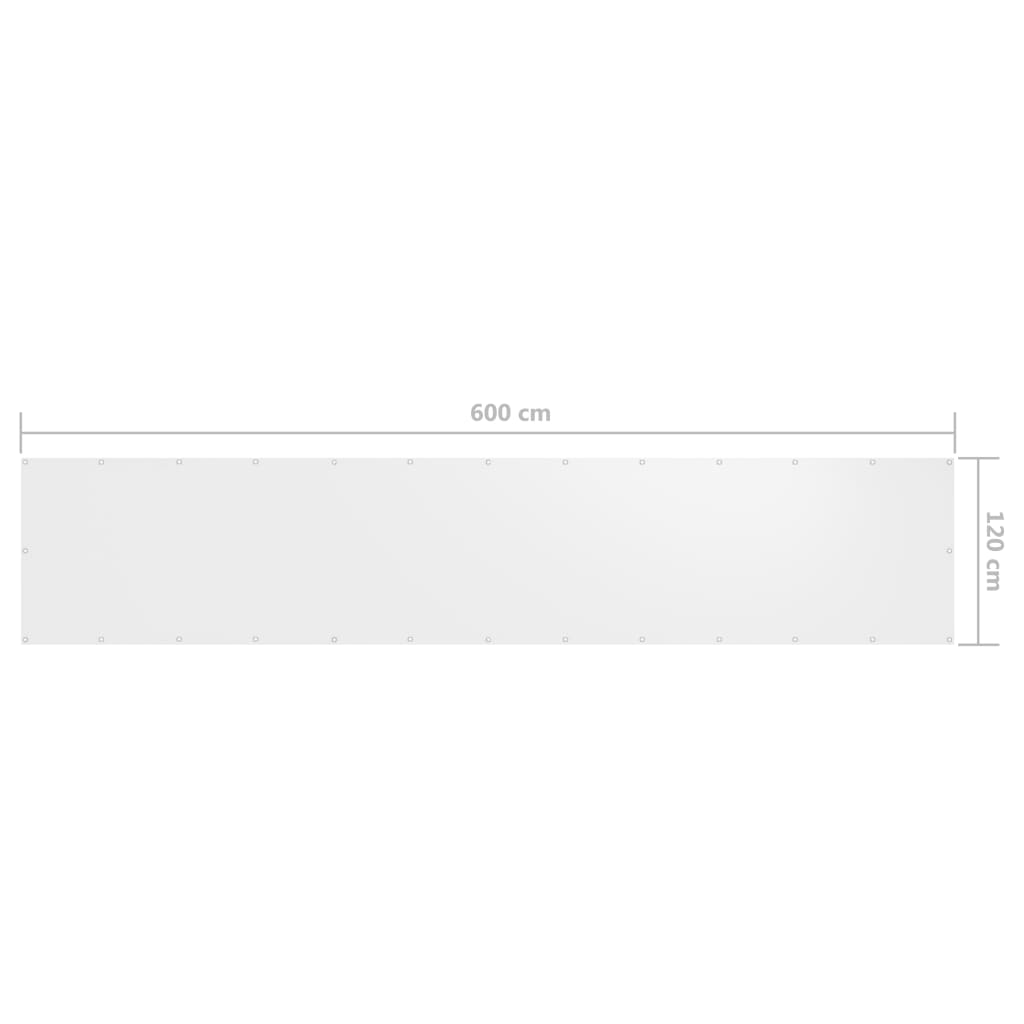 Balkongskjerm hvit 120x600 cm oxfordstoff