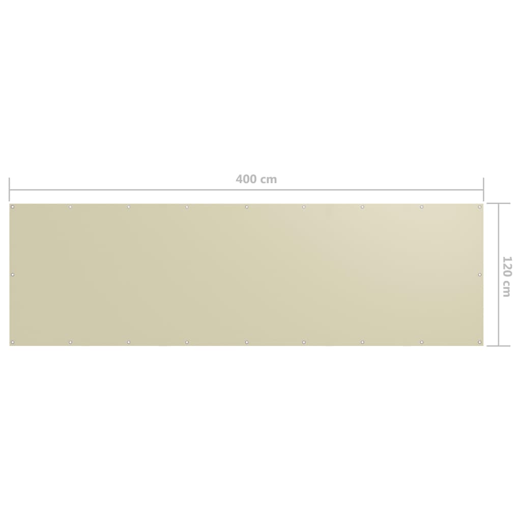 Balkongskjerm kremhvit 120x400 cm oxfordstoff