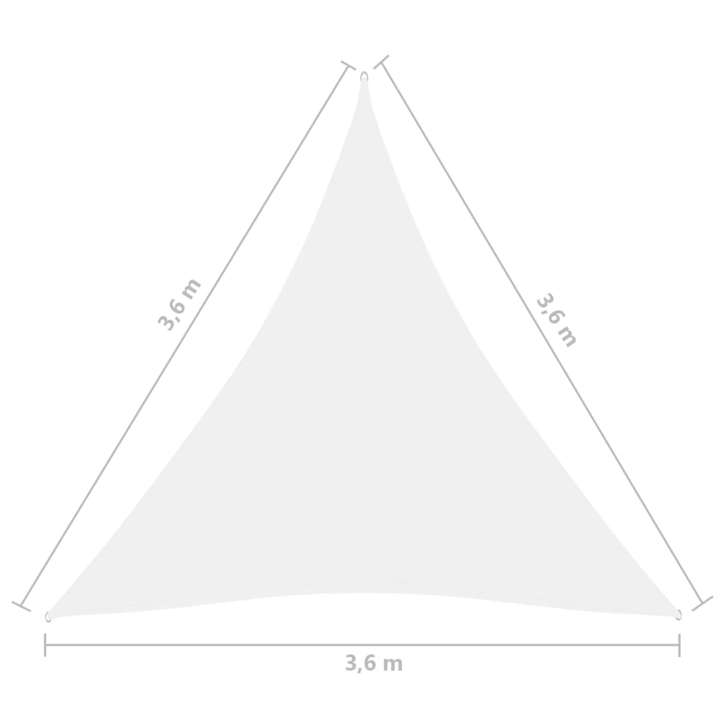 Solseil oxfordstoff trekantet 3,6x3,6x3,6 m hvit
