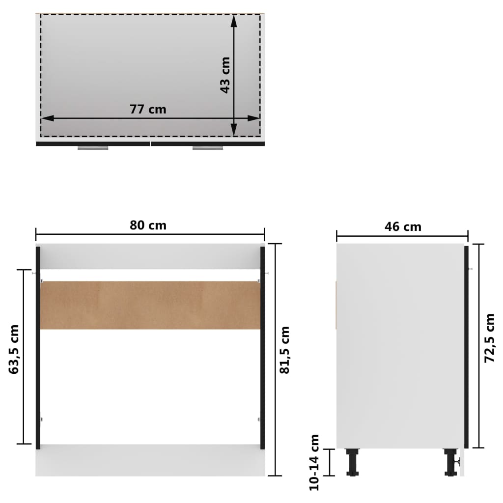 Bunnskap til vask svart 80x46x81,5 cm sponplate