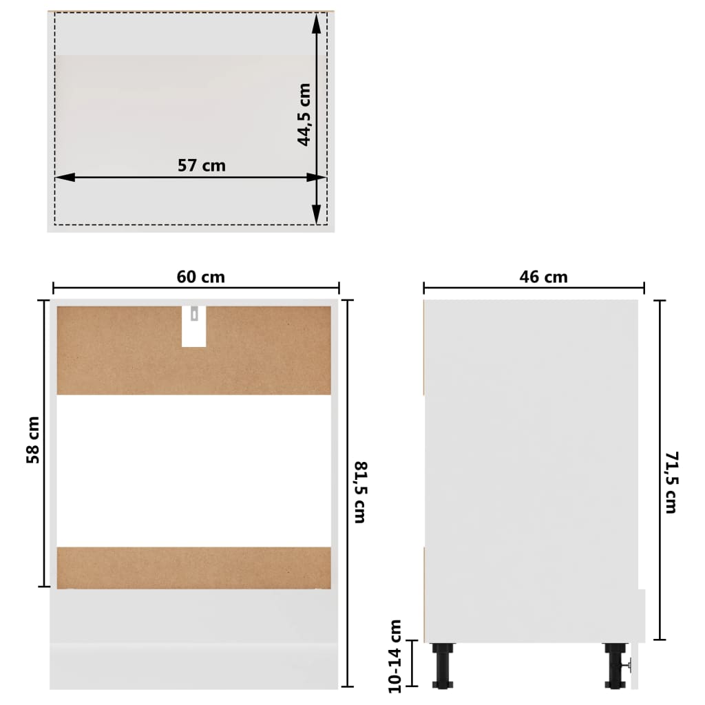 Ovnskap hvit 60x46x81,5 cm sponplate