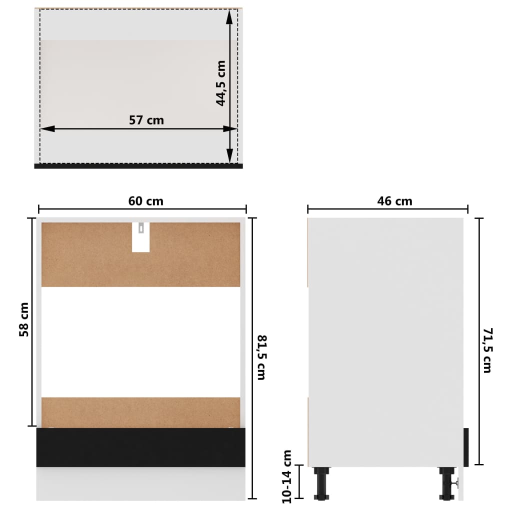 Ovnskap svart 60x46x81,5 cm sponplate