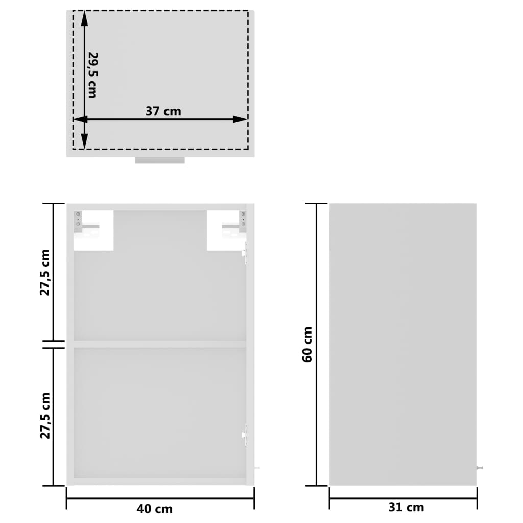 Hengende skap glass hvit 40x31x60 cm sponplate