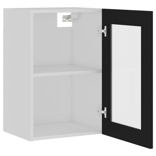 Hengende skap glass "Lyon" svart 40x31x60 cm konstruert tre