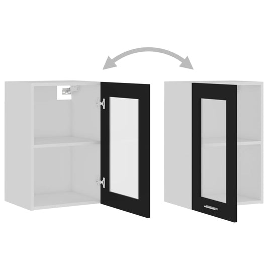 Hengende skap glass "Lyon" svart 40x31x60 cm konstruert tre