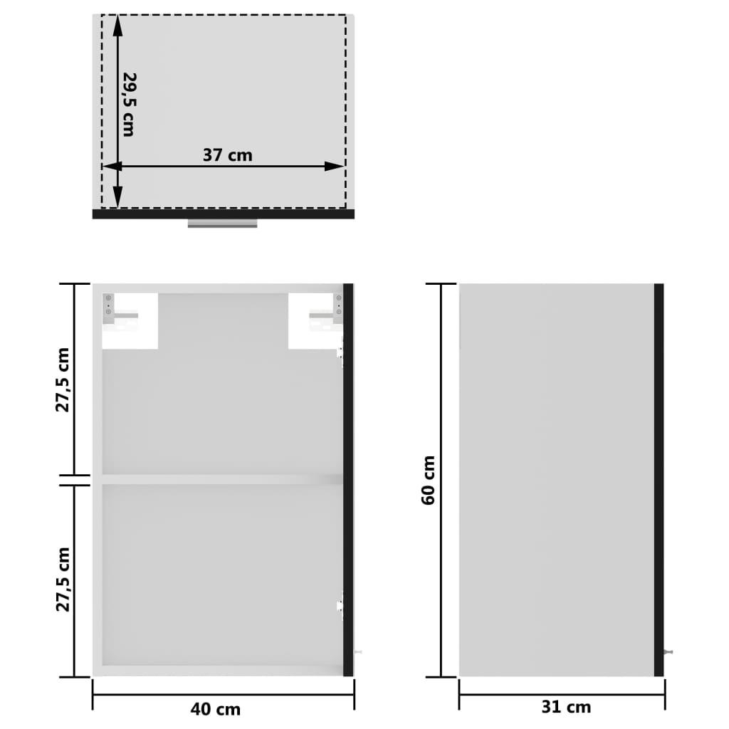 Hengende skap glass svart 40x31x60 cm sponplate