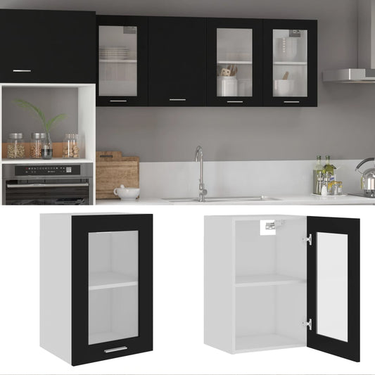 Hengende skap glass "Lyon" svart 40x31x60 cm konstruert tre