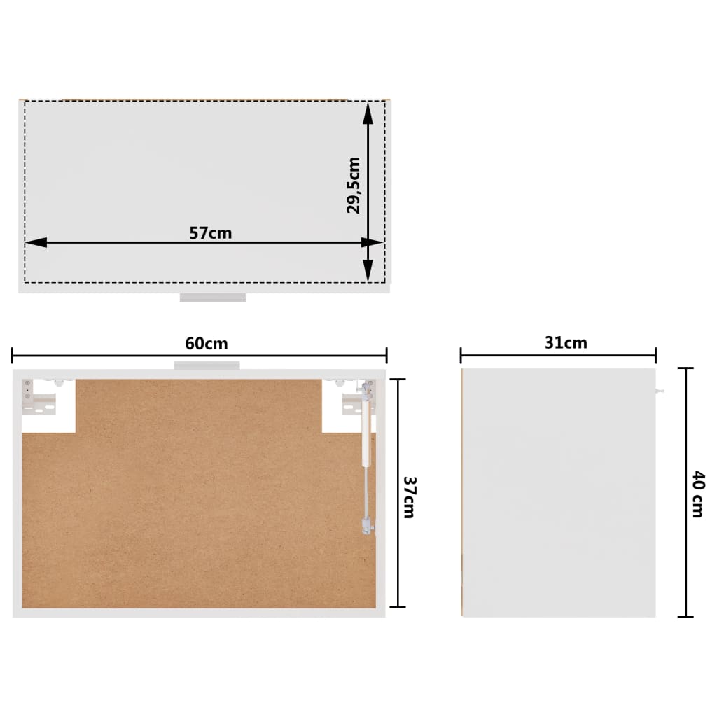 Hengende skap hvit 60x31x40 cm sponplate