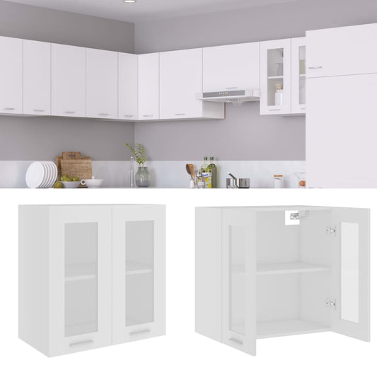 Hengende skap glass "Lyon" hvit 60x31x60 cm konstruert tre
