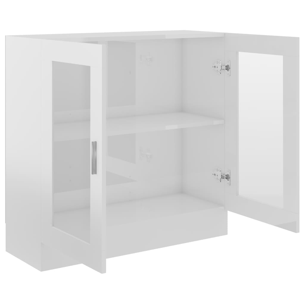 Vitrine høyglans hvit 82,5x30,5x80 cm konstruert tre