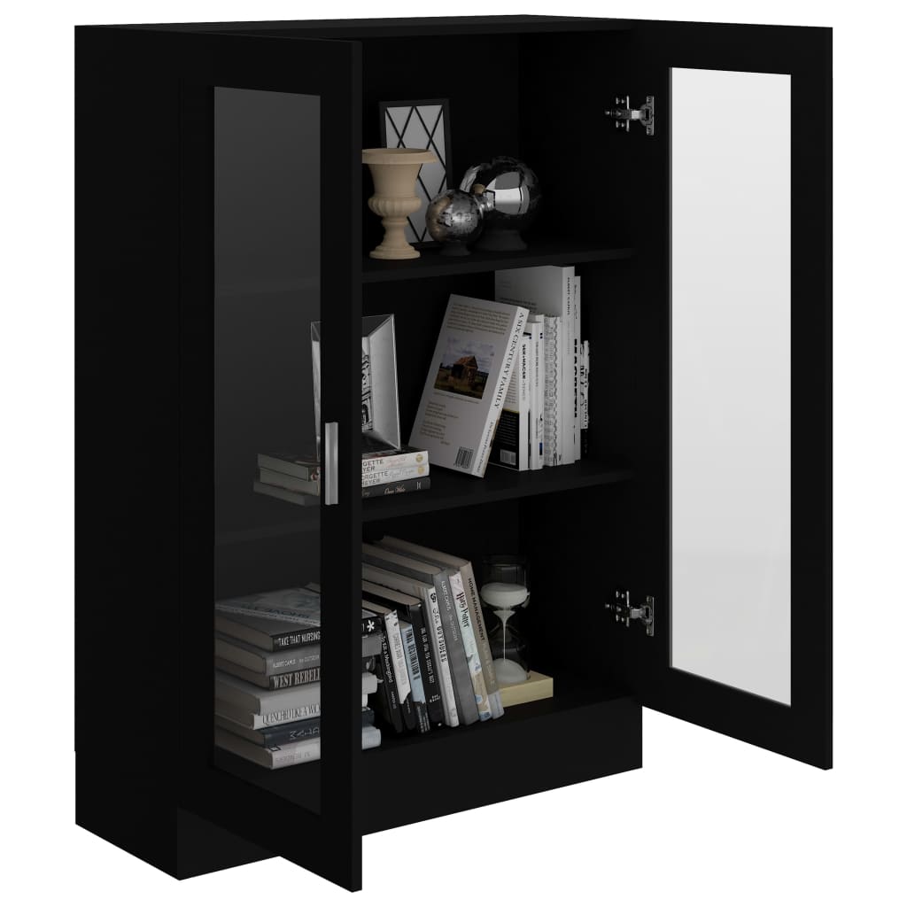 Vitrine svart 82,5x30,5x115 cm konstruert tre