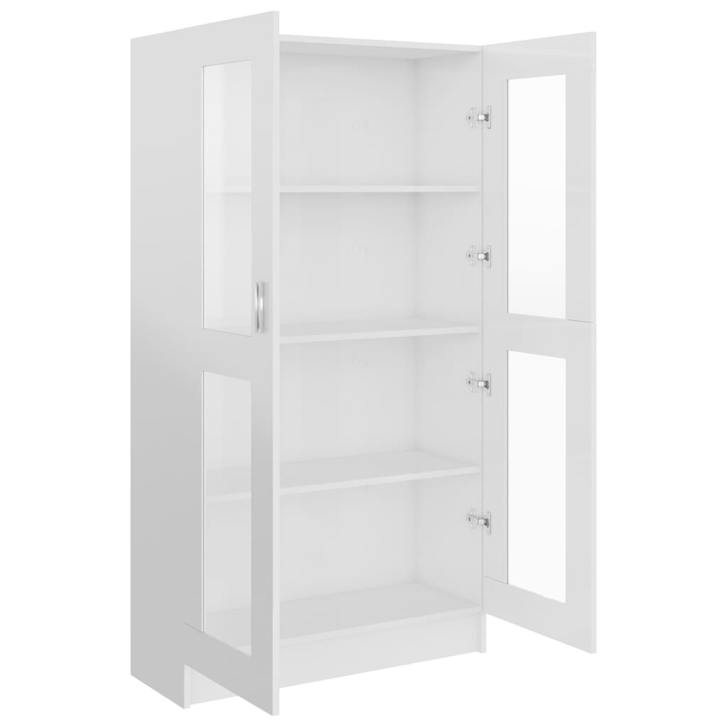 Vitrine høyglans hvit 82,5x30,5x150 cm konstruert tre