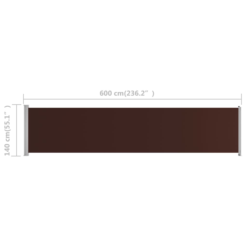 Uttrekkbar sidemarkise 140x600 cm brun