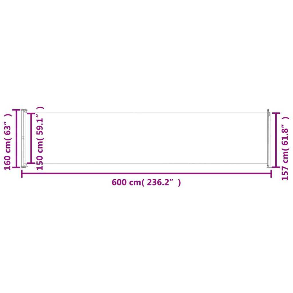 Uttrekkbar sidemarkise 600x160 cm blå