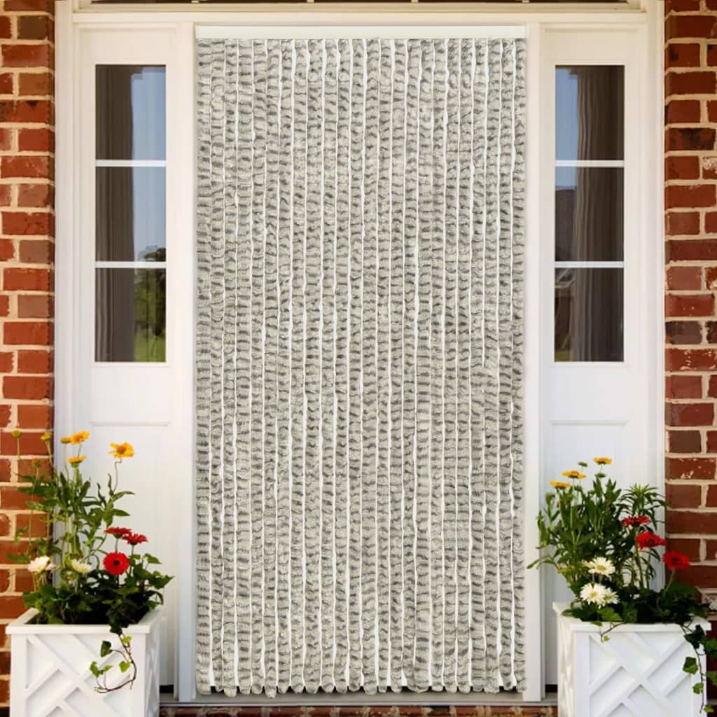 Insektsgardin lyse- og mørkegrå 100x220 cm chenille