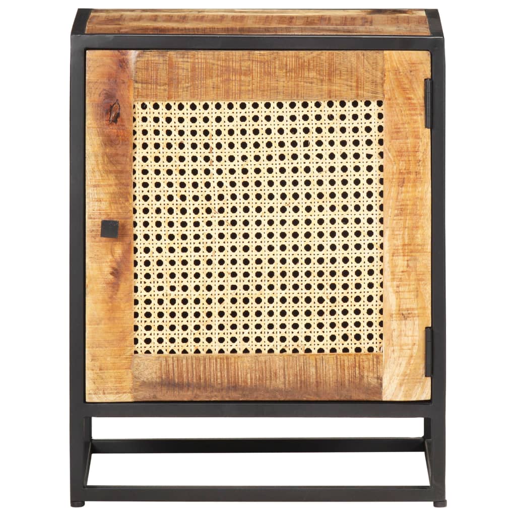Nattbord 40x30x50 cm grovt heltre mango og naturlig stokk