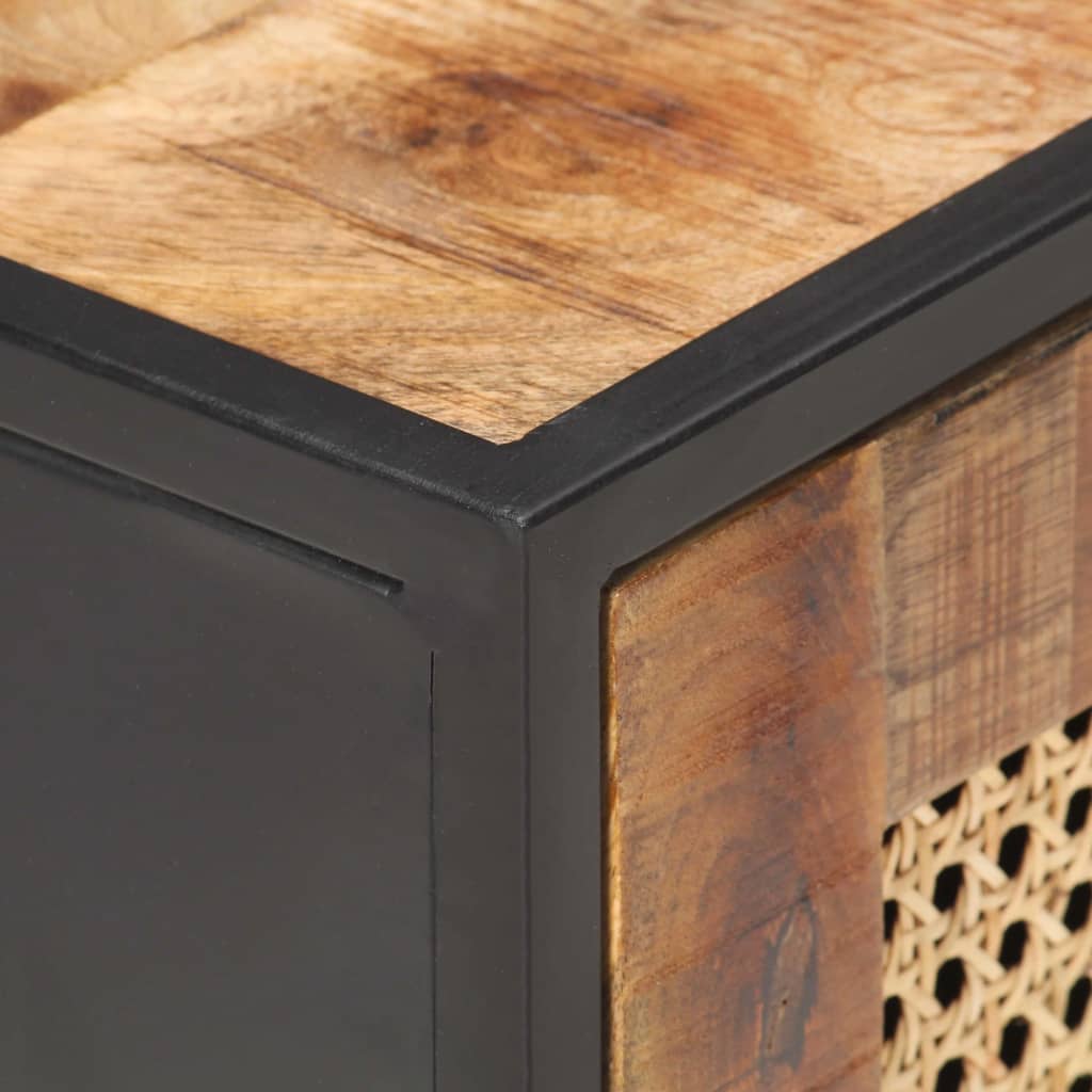 Nattbord 40x30x50 cm grovt heltre mango og naturlig stokk