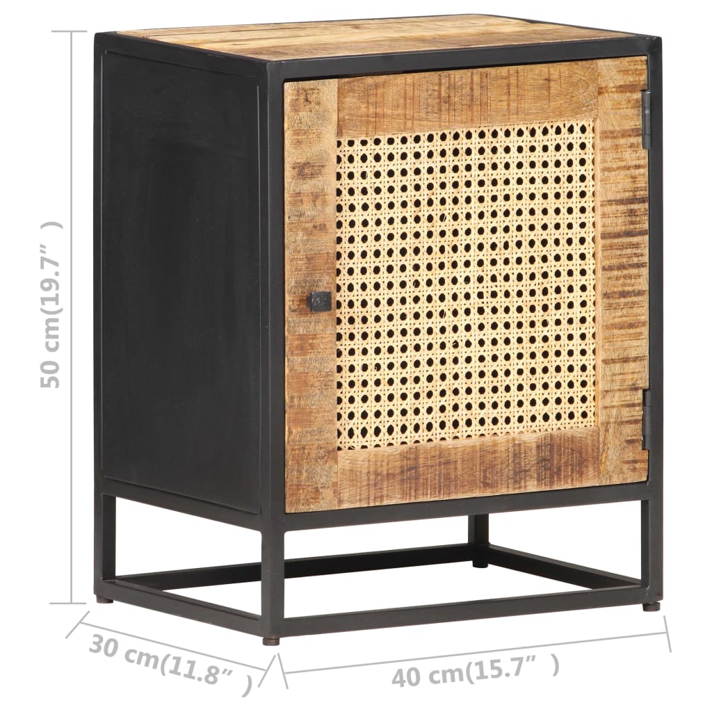 Nattbord 40x30x50 cm grovt heltre mango og naturlig stokk
