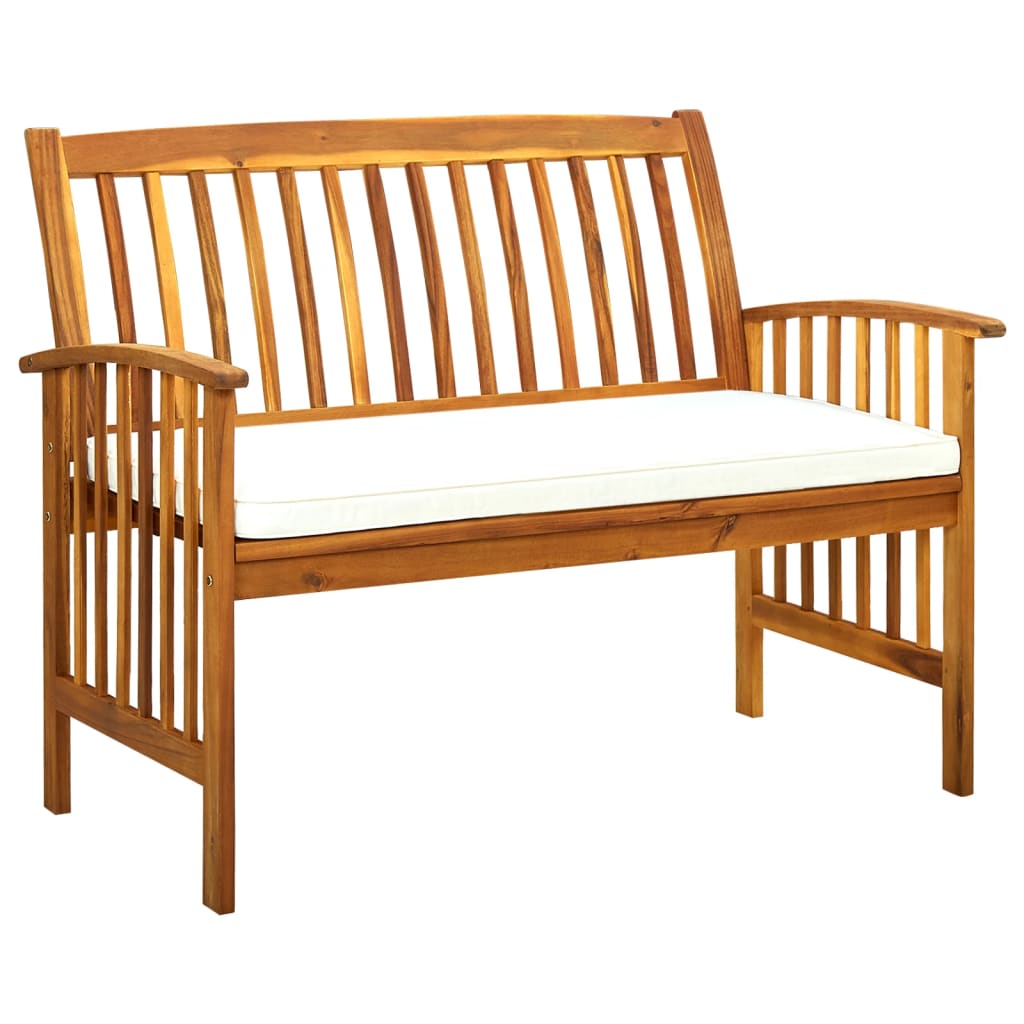 Hagebenk med pute 119 cm heltre akasie