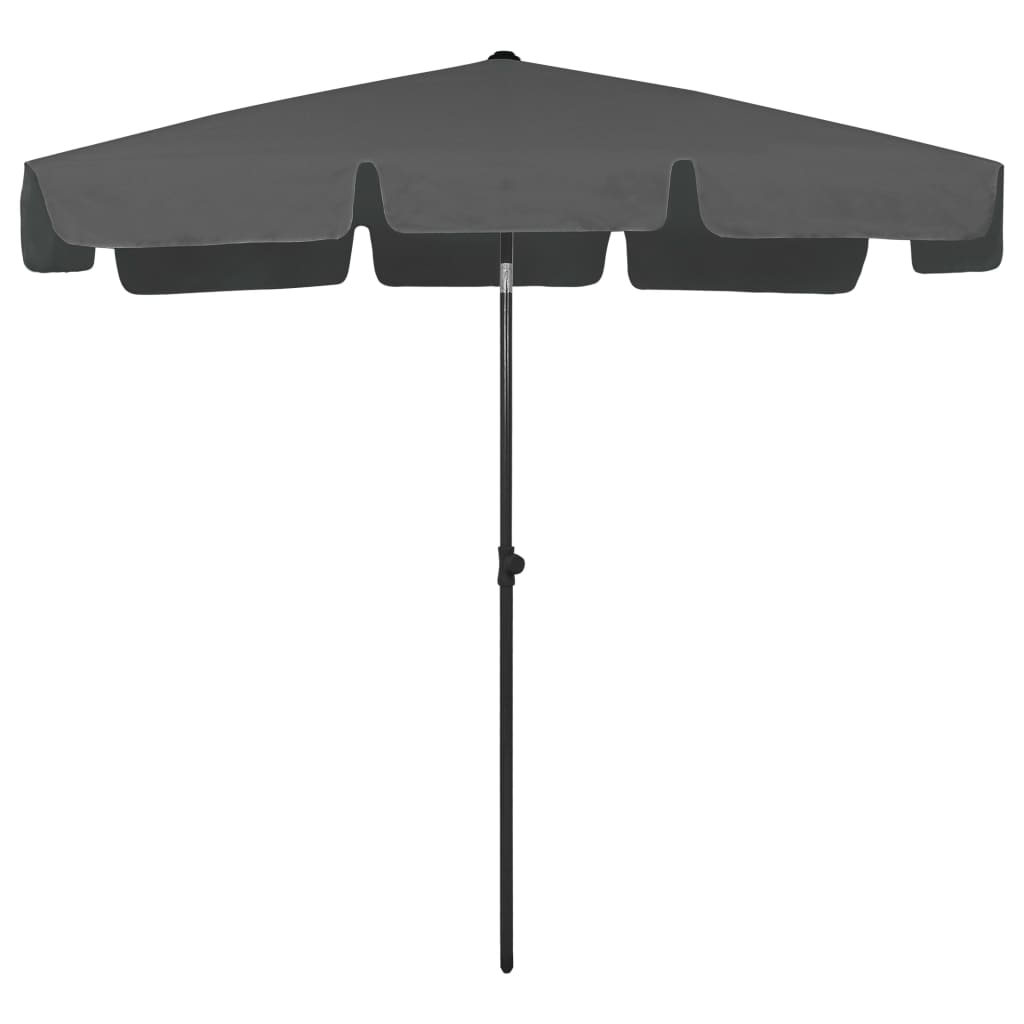 Strandparasoll antrasitt 200x125 cm