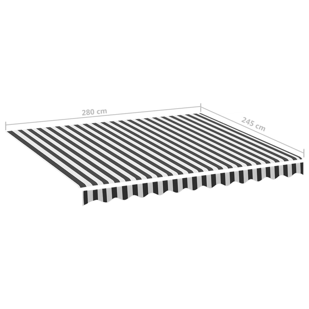 Erstatningsduk for markise antrasitt og hvit 3x2,5 m polyester