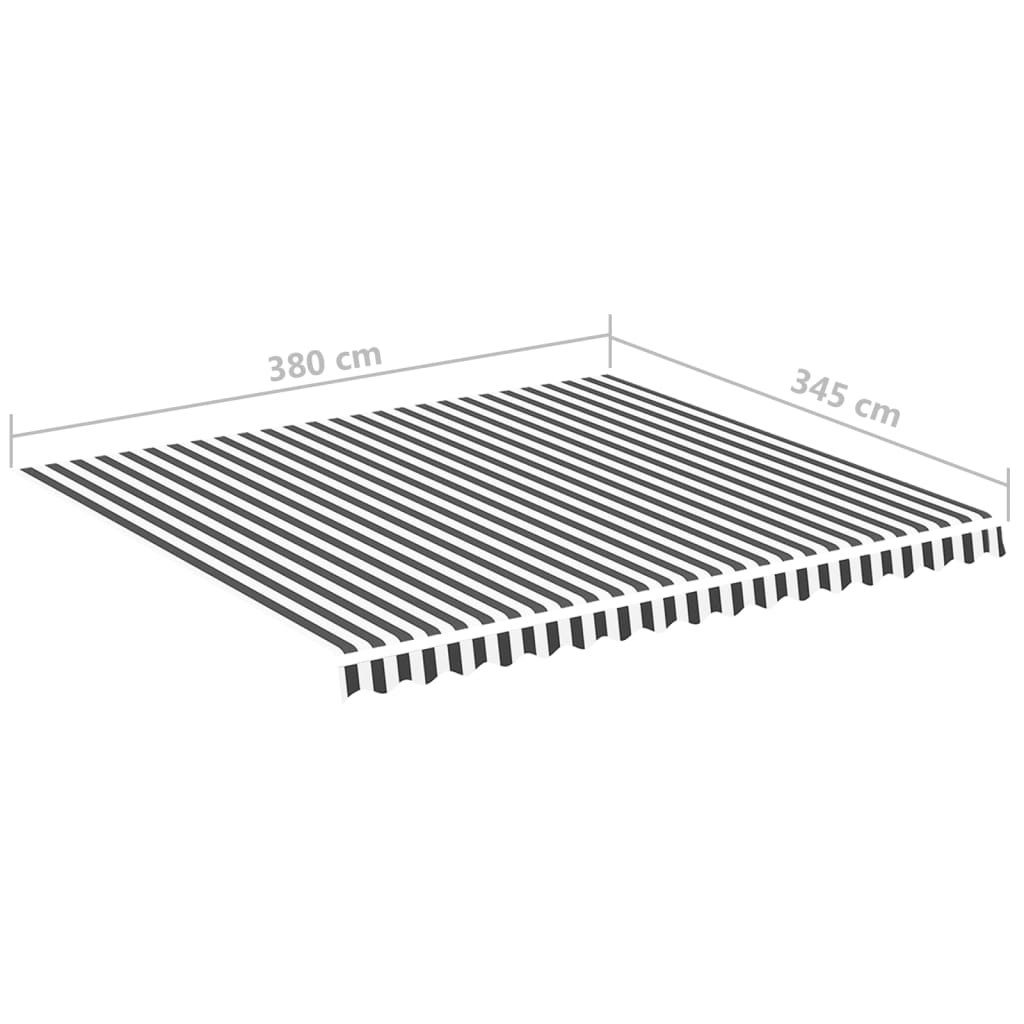 Erstatningsduk for markise antrasitt og hvit 4x3,5 m polyester