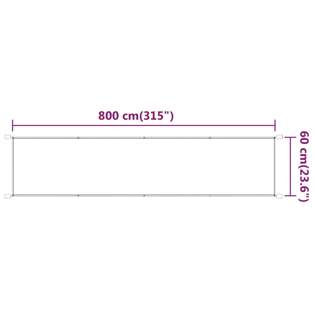 Vertikal markise hvit 60x800 cm oxfordstoff