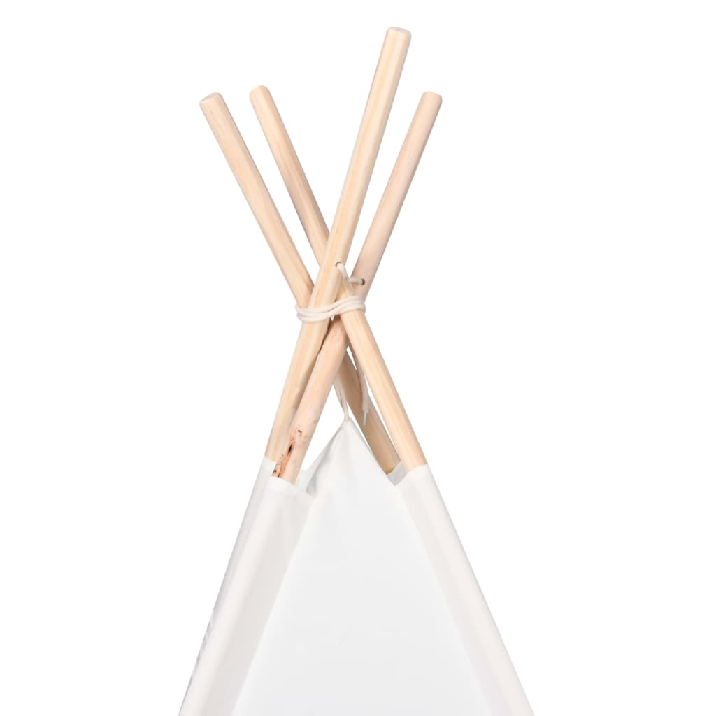 Tipi-telt for barn med pose ferskenhud hvit 120x120x150 cm