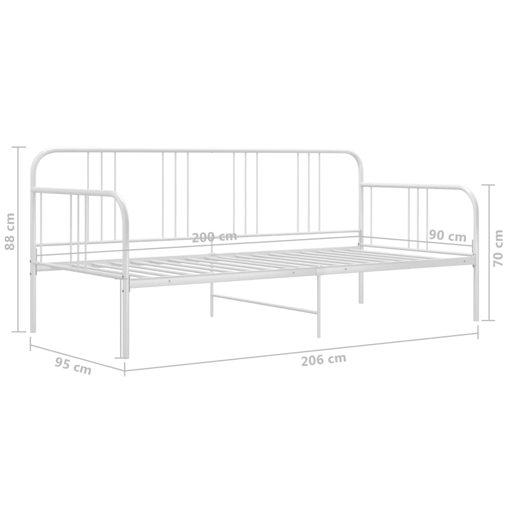 Ramme til sovesofa hvit metall 90x200 cm