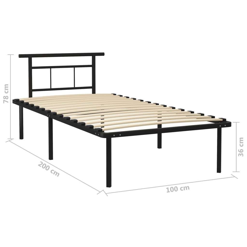 Sengeramme svart metall 100x200 cm